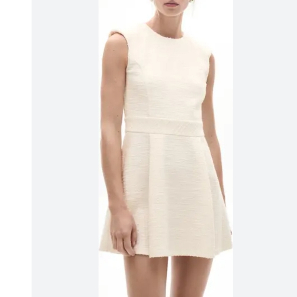 Mango Textured Mini Dress In Off White 4 NWT - Picture 2 of 11